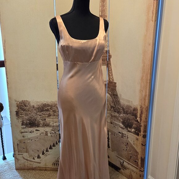 Rampage Dresses & Skirts - Rampage Satin like Gold Long Dress Size 7